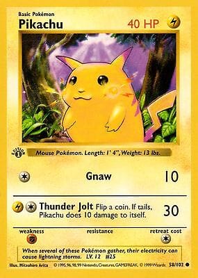 La première carte pokemon Pikachu